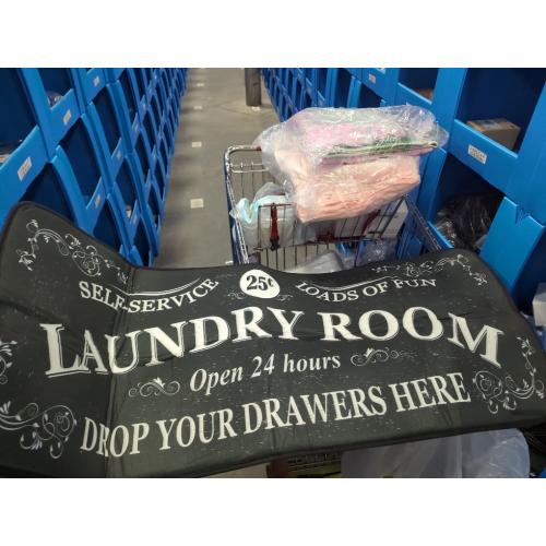 Runner Rug, Farmhouse Kitchen Floor Mat, Non Slip Laundry Room Decor, 20 X 47 inch, Black