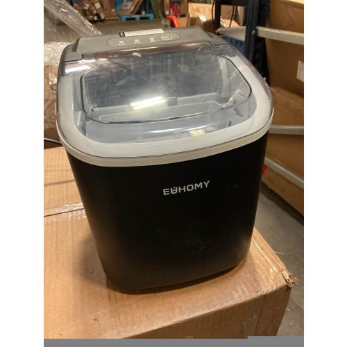 EUHOMY Countertop Ice Maker Machine with Handle, 26lbs in 24Hrs, 9 Ice Cubes Ready in 6 Mins, Auto-Cleaning Portable Ice Maker with Basket and Scoop, for Home/Kitchen/Camping/RV. (Black)