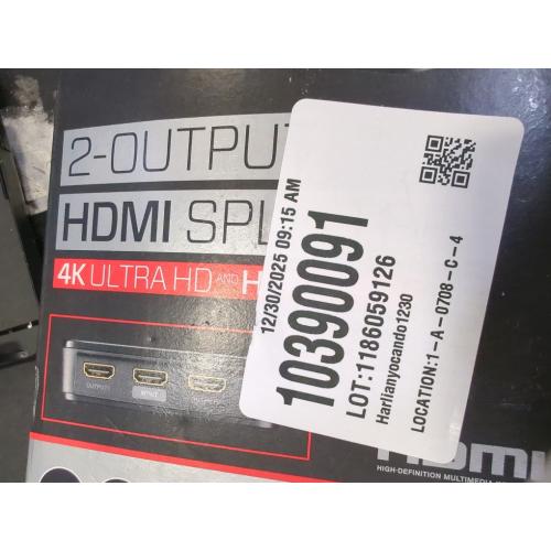 Rocketfish 2-Output HDMI Splitter with 4K at 60Hz and HDR Pass-Through - Dual HDMI Splitter with Easy Setup - HDMI Splitter Output Supports 2 HDMI Displays - Splitter with 4k & HDR Compatibility