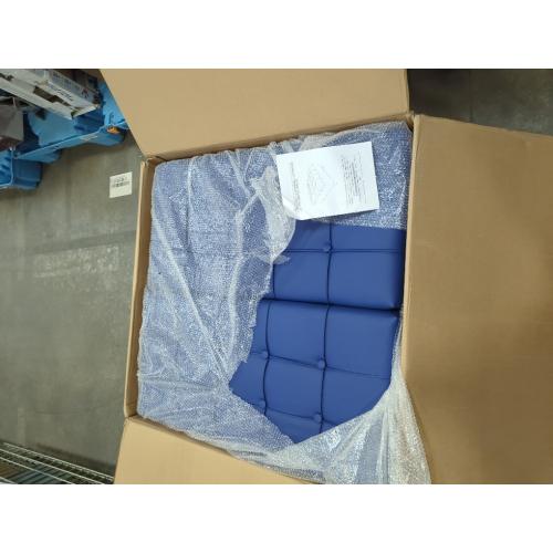 Ottoman Stool Square Ottoman Storage Bench Faux Leather Lift Top Upholstered Footrest Stool for Living Room(Blue)