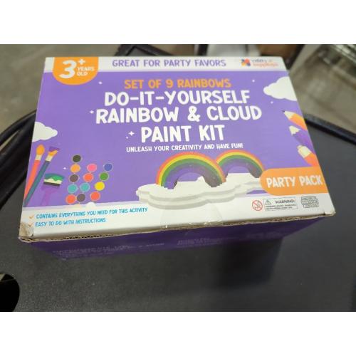 Rainbow Painting Set for Kids 9 Pcs - Bulk Stockings & Birthday Goodie Bag Stuffer - Kids Party Favors Toy Return Gifts - Pinata Stuffers - Classroom Treasure Box Carnival Prizes