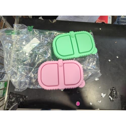 Bento Box 2 Pack Silicone Reusable Snack Containers with Lids, Double Compartment Snack Containers, Silicone Snack Box, Snackle Box Container for Travel, Office, Picnic(Pink/Green)