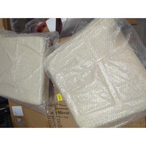 Set of 2 Brown Wooden Chairs With Beige Cushions