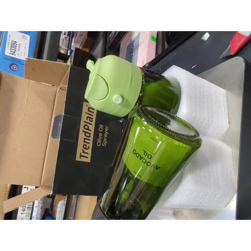 TrendPlain - Original 16oz/470ml Olive Oil Dispenser Bottle for Kitchen Gadgets and Air Fryer Accessories - Olive Oil Sprayer for Cooking w/Stickers - Black&Green