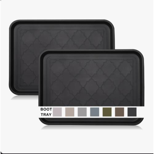 Boot Tray, Black, Waterproof Shoe Tray for Indoor and Outdoor, Pet Food mat Tray, (Set of 2)