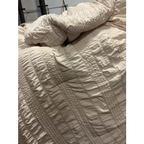 Queen Comforter Set, 7 Pieces Beige Seersucker Bed in a Bag Queen Size Soft All Seasons, Bedding Sets with Comforter, Flat Sheet, Fitted Sheet, 2 Pillow Shams, 2 Pillowcases