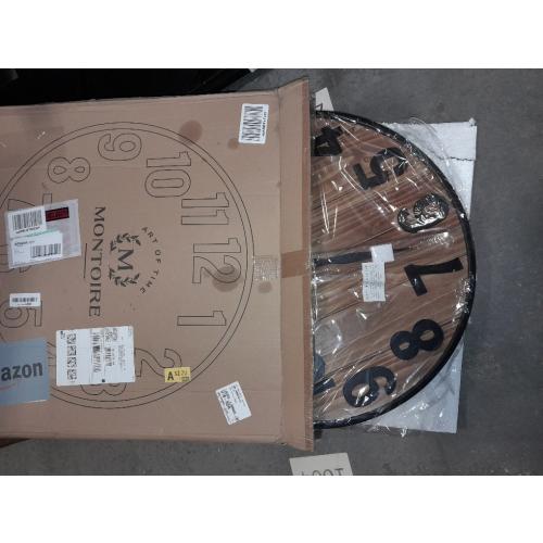 Montoire 24 Inch Wooden Farmhouse Wall Clock Large, Extra Large for Living Room Decor - Big Oversized Rustic Round Decorative Clocks for Walls, Battery Operated