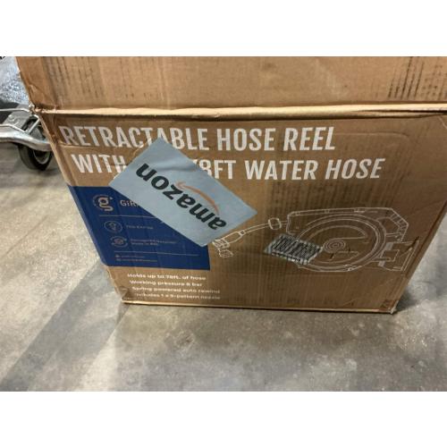 Giraffe Tools Retractable Garden Hose Reel 1/2 Inch x 130 ft, Super Heavy Duty, Any Length Lock, Slow Return System, Wall Mounted and 180 Deg Swivel Bracket