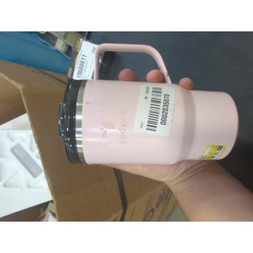 REDUCE 18 oz Hot1 Stainless Steel Insulated Mug with Temperature Adjusting Lid - Dual-Wall Vacuum, Cupholder Friendly - Keeps Drinks Hot for 6 Hours - Ideal for Coffee, Tea & Other - Pink Salt