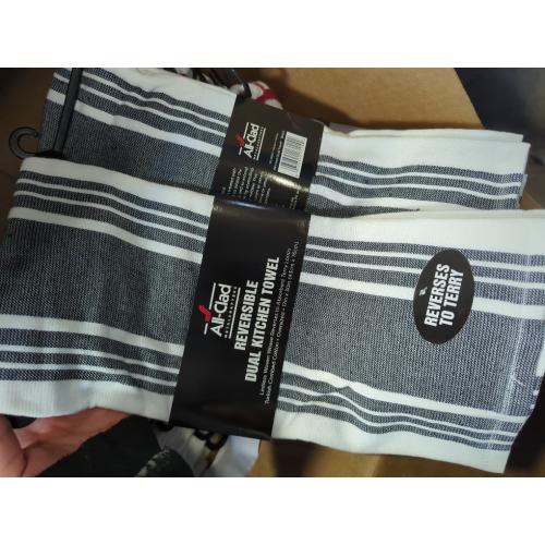 All-Clad Striped Dual Kitchen Towel in Black 2 pack
