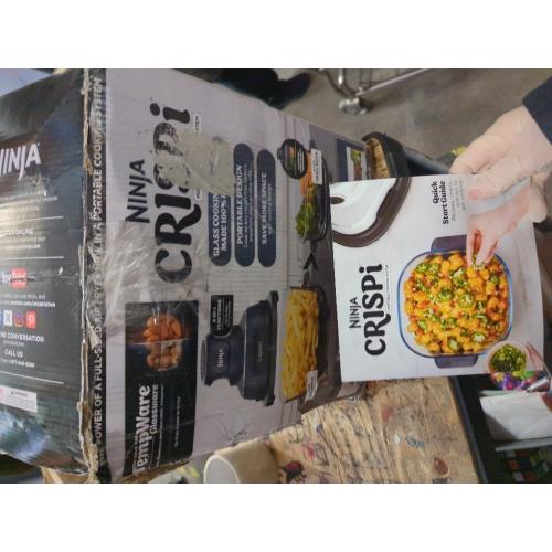 Ninja Crispi 4-in-1 Portable Glass Air Fryer Cooking System, 1500W, 4QT & 6-Cup TempWare Glass Containers with Storage Lids, Microwave, Freezer & Dishwasher Safe, Cyberspace Gray, FN101GY