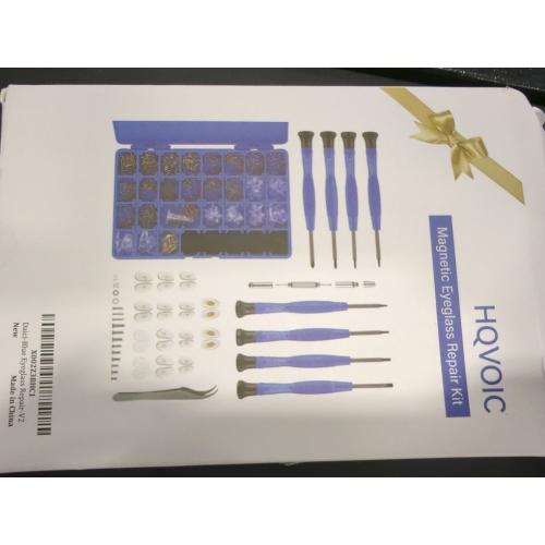 Blue Upgrade Version Magnetic Eye Glass Repairing Kit, Eyeglass Repair Tool Kit with Compact Screw Box Include Nose Pads, Precision Screwdriver Set, Screws, Tweezer for Eyeglass, Sunglass, Spectacles Watch
