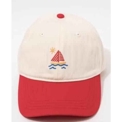 Sail Boat Hat - Frasier Sterling Cream/Red: Cotton Adjustable Baseball Cap