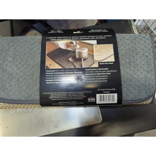 All-Clad Premium Reversible Dish Drying Mat for Kitchen: 16 x 28 Ultra-Absorbent, Long-Lasting, No Condensation, and Oversized for Large Pots and Pans - 2 Pack, Pewter