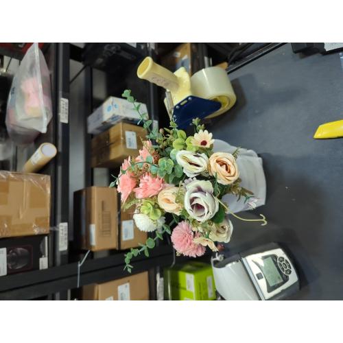 Clear Jar Multicolor Fake Flowers with Vase, Faux Peony Silk Flowers for Home Decor, Coffee Table, Living Room, Bathroom Plant Decor, Centerpiece Table Decorations