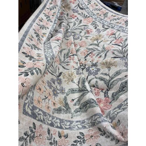 Morebes Floral Machine Washable Area Rugs 10x14 Vintage Boho Nursery Rug Girl Non-Slip, Flower Indoor Floor Throw Carpet for Living Room Bedroom Kitchen Playroom Home, White/Multi