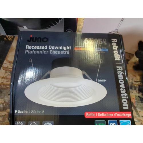 Juno E Series 5/6 LED Ceiling Light, Baffle Trim Recessed Lighting with 5-in-1 Switchable White Color, 900 Lumens, Wet Rated LED Downlight, Dimmable, White