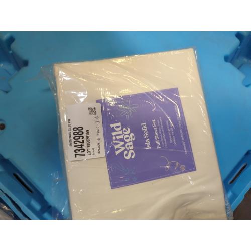 Wild Sage Brushed Cotton Percale 300-Thread-Count Full Sheet Set in Coconut Milk