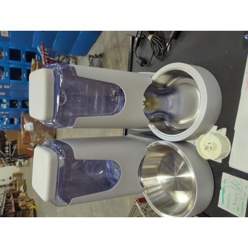 HWONMTE Portable Automatic Cat Feeder and Water Dispenser with Stainless Steel Bowl Dog Gravity Food Feeder and Waterer for Small Medium Pets Puppy Kitten 1 Gallon x 2 (Silver Gray)