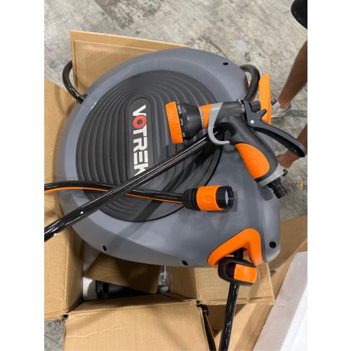 Retractable Garden Hose Reel Outside [1/2 inch ×100 FT], VOTREK Automatic Rewind Wall Mounted Hose Reel [Heavy Duty] with Any Length Lock, 180° Swivel Bracket, 9 Modes Nozzle for Watering Cleaning