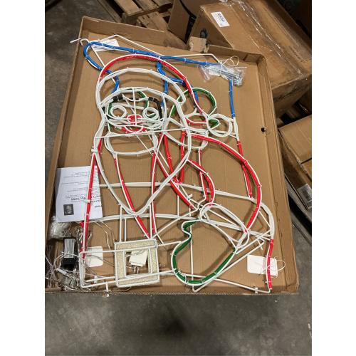 5FT Lighted Waving Santa Claus Animated Christmas Decoration, 273 LEDs Neon Lighted Figure for Outdoor Yard Decor, Indoor Holiday Party