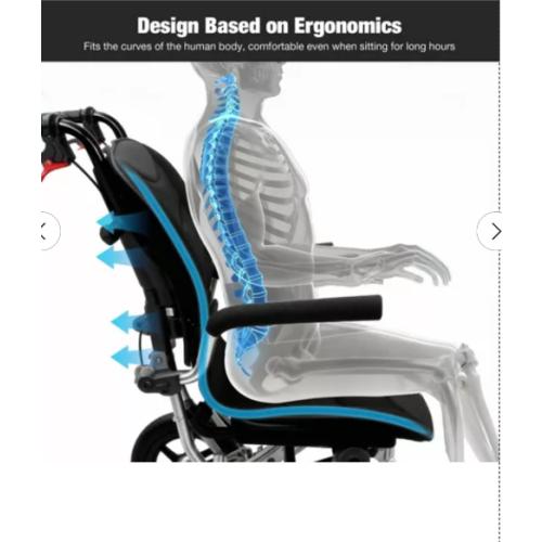 Wheelchairs for Adults,Transport Wheelchair Lightweight Foldable with Removable Cushion,Ergonomic Transfer Chair with 12-inch Rear Wheels for All Terrains,Travel Wheelchair, Black