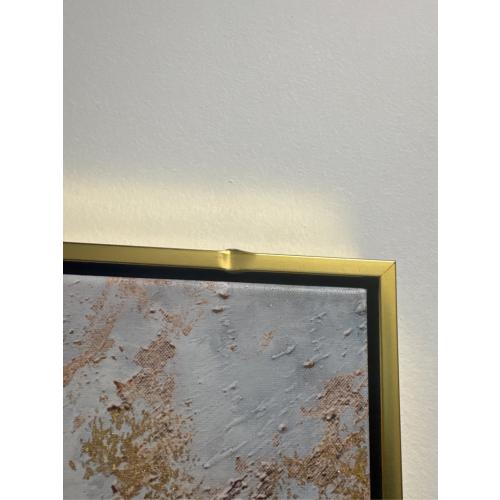 Framed Gold And Blue Abstract Canvas Wall Art For Living Room-3 Pieces Blue River and Mountain Oil Painting For Bedroom-Large Gold Wall Decor for Office Kitchen 24x48 inches Ready To Hang