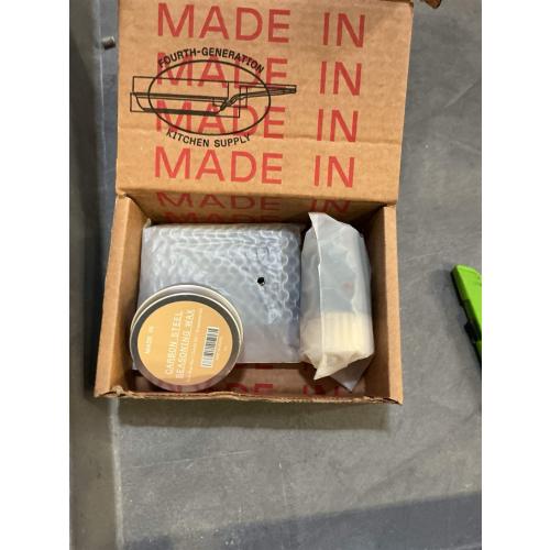 Made In Cookware | 3-Piece Carbon Steel Cleaning Set | Includes Chain Mail Scrubber, Cleaning Brush and Carbon Steel Seasoning Wax