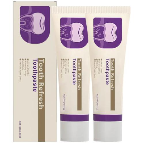 2PCS Tooth Refresh Toothpaste, Fresh Breath Whitening Toothpaste, Natural Oral Care & Enamel Repair, Helps Remove Coffee, Tea & Wine Sta
