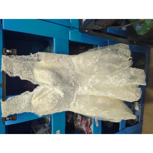 Size M ...Short Lace Wedding Dresses Knee Length Travel Tulle Rhinestones V-Neck Lace Up Bride Gowns Vintage Dress