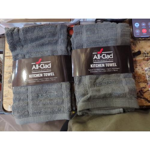 All-Clad Solid Kitchen Towels: Highly Absorbent, Super Soft Long Lasting - 100% Cotton, 17x30 Tea Towels for Cleaning & Drying Dishes, Pans, Glassware, or Countertops, (2-Pack), Pewter