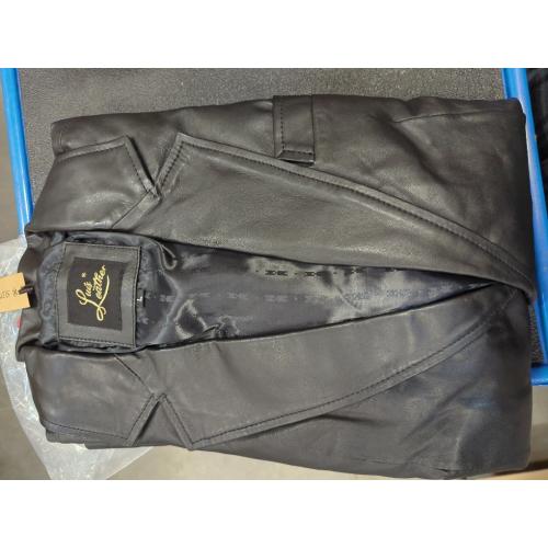 Luis Lambskin, Large, Leather 2 Buttons Blazer for Bikers and Parties Lunar Black Blazer for Men's