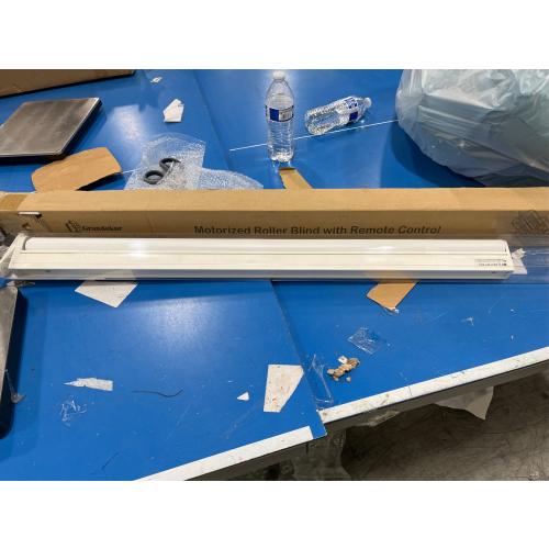 Grandekor Motorized Roller Shade with Remote Control,Motorized Blinds 100% Blackout Electric Shades, Cordless Window Blinds Shades for Bedroom Living Room Office,White,W35 xH72