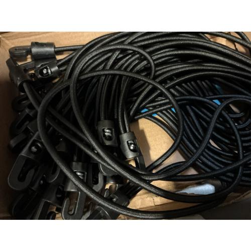Small Black Bungee Cords with Hooks, 25 Pcs, 10 Inch, Latex Rubber, Heavy Duty, Sunproof, Waterproof, Elastic, Suitable for Tarpaulins, Tents, Canopy and Fixings