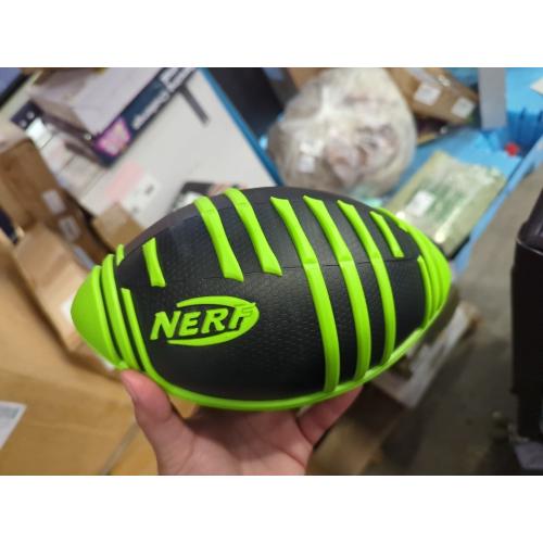 Nerf Weather Blitz Foam Football for All-Weather Play - Easy-to-Hold Grips – Great for Indoor and Outdoor Games - Green