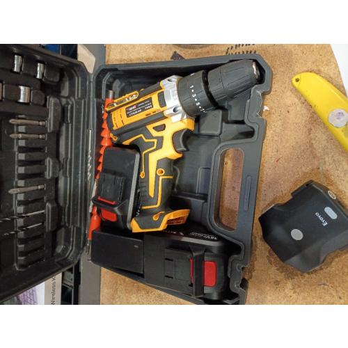 screwdriver For 21V lithium battery impact drill dual speed multifunctional household electric screwdriver repair tools(1 electricity 1 charge)