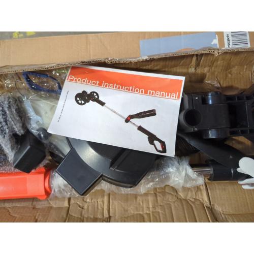 Orange Cordless Weed Wacker Eater Battery Powered, 21V Lightweight Electric Weed Trimmer with 2 Battery Operated & Charger& Wheels & Shears, No-String Grass Trimmer/Brush Cutter/Lawn Edger for Yard Garden