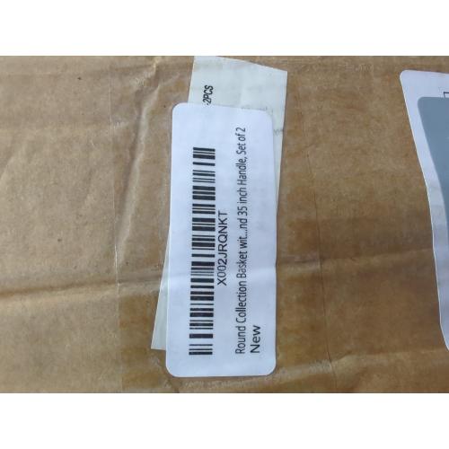 Round Collection Basket with Burgundy Liner and 35 inch Handle, Set of 2