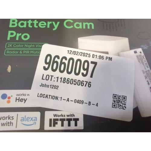 Color White Wyze Battery Powered Indoor and Outdoor Smart-Enabled Security Camera