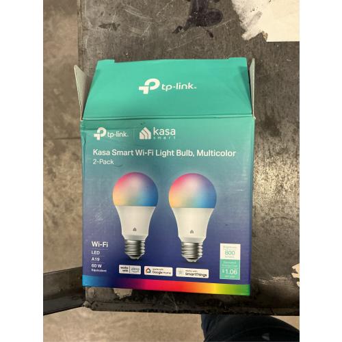 Kasa Smart Light Bulbs, Full Color Changing Dimmable Smart WiFi Bulbs Works with Alexa and Google Home, A19, 9W 800 Lumens,2.4Ghz only, No Hub Required, 2-Pack (KL125P2), multicolor
