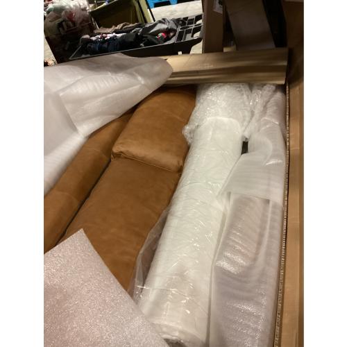 POLY & BARK Napa 82 Leather Pull‑Out Sleeper Sofa – Full‑Grain Italian Leather Upholstery,Tri‑Layer Mattress & Storage Console –Sophisticated Multi‑Functional Sofa Bed for Living Rooms & Guest Spaces