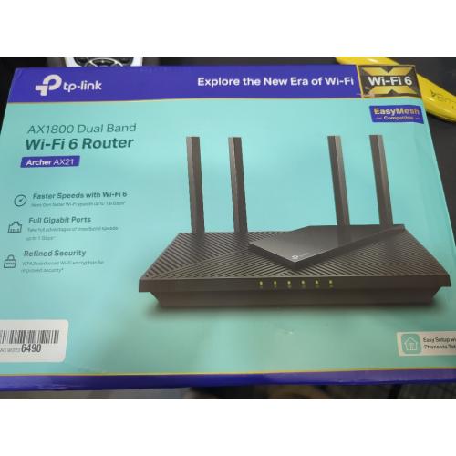 Black TP-Link WiFi 6 Router AX1800 Smart WiFi Router (Archer AX21) - Dual Band Gigabit Router, Works with Alexa - A Certified for Humans Device