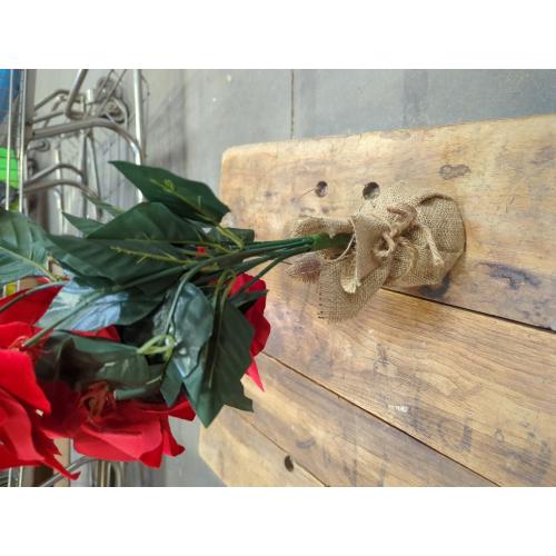 Christmas Decorations 20 Inch Pre-Lit Artificial Poinsettia Plant - 50 LED Lighted Faux Poinsettia Flowers Potted (Red,2 Pack)