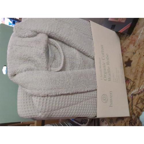 Haven Waffle Small Organic Cotton Robe in Lunar Rock