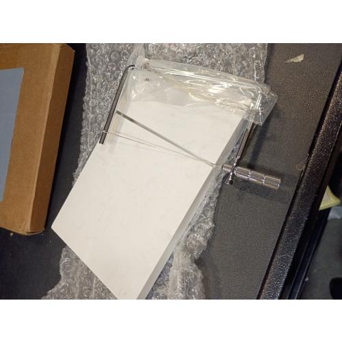 TOPULORS Cheese Slicer with 5 Replacement Upgrade Thick Cutting Wires - Heavy Duty 5x8 Handheld Marble Board Cutter for Block Cheese, Butter - Kitchen Gadget Slicers Tool - White