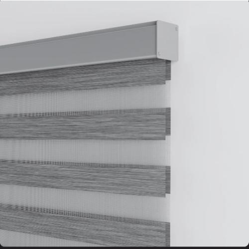 Zebra Blinds Window Dual Layer Roller Shades, Cordless Horizontal Blind, Bedroom, Privacy Gray