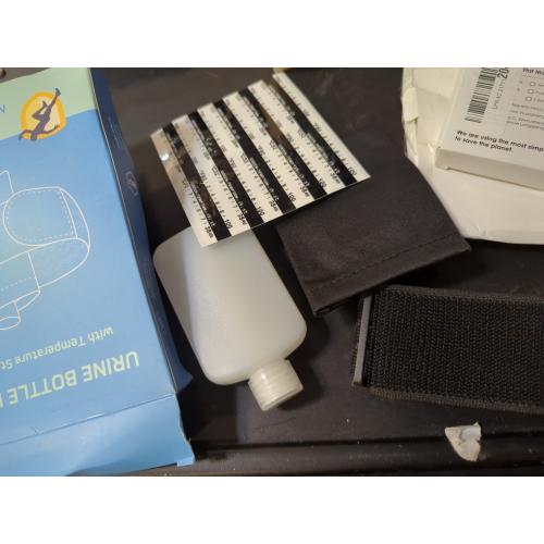 Urine Test Complete Kit - Smaller 3oz Translucent Empty Bottle, Non-Falling and Hi-Stretch Hidden Leg Strap, Urine Test Temperature Strips and Velour Lining Sample Bag, Urine Test Practice Kit at Home