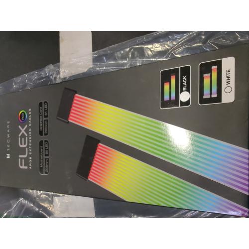 2 Pack TECWARE Flex RGB, Cable Cover Kit, Light Up LED Strip Set for PSU Extensions, 5V 3 Pin ARGB Sync, Compatible with 8-Pin or 16-Pin GPU Cable, 24-Pin Motherboard Cable, Black