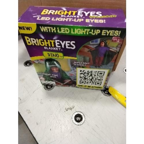 Bright Eyes 2023 Super Soft Kids LED Light Hooded Blanket - Dinosaur, Warm Fuzzy, Machine Washable