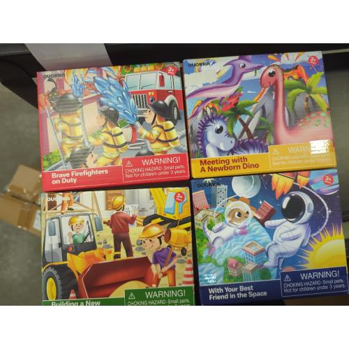 QUOKKA Puzzles for Kids Ages 4-6 - Set of 4x60 Jigsaw Puzzles for Toddlers 3-5 - Space, Dino, Firefighters Toys for Children 6-8 yo - Gift Educational Game for Boys & Girls